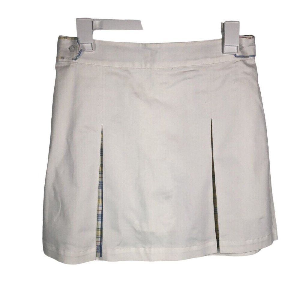 Lady Hagen Golf Tennis Skort Skirt 4 White Pleated Plaid Inset Athletic